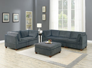 Grey Chenille Modular Sofa Set 6pc