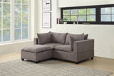 Madison Light Gray Fabric Sectional Loveseat Ottoman