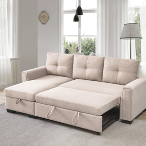 Beige 91.7" Convertible Reversible Sleeper Sectional