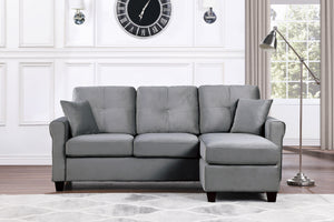 1pc Sofa with 2 Pillows Gray Velvet Fabric