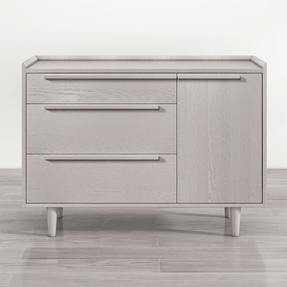 Stone Gray Modern Sideboard with 3 Drawers Storage/Solid Wood Legs