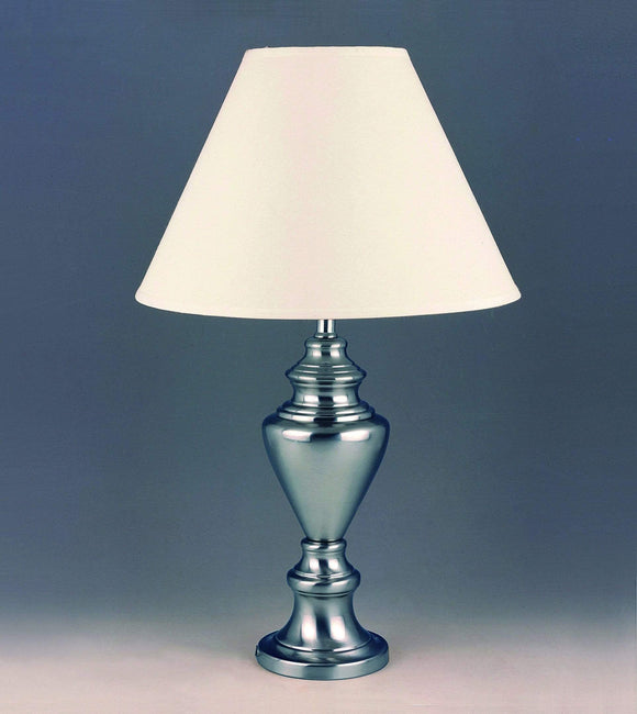 CHROME BASE TABLE LAMP WITH WHITE SHADE BY CROWNMARK AVAILABLE IN HOUSTON, DALLAS, SAN ANTONIO, & AUSTIN  SKU 6118-T-CR-2