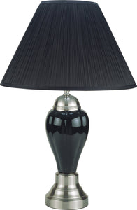 CHROME PORCELAIN LAMP WITH BLACK SHADE BY CROWNMARK AVAILABLE IN HOUSTON, DALLAS, SAN ANTONIO, & AUSTIN  SKU 6115-BK