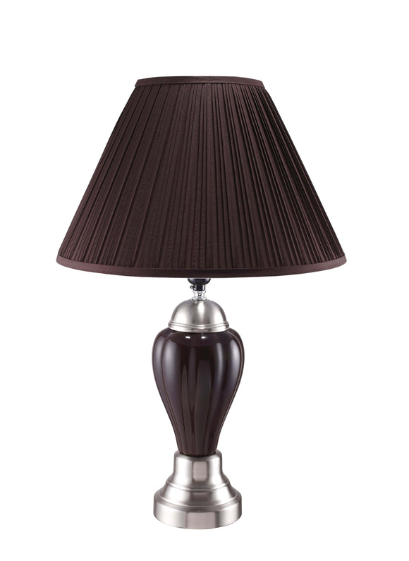 CHROME PORCELAIN LAMP WITH ESPRESSO SHADE BY CROWNMARK AVAILABLE IN HOUSTON, DALLAS, SAN ANTONIO, & AUSTIN  SKU 6115-ESP