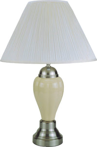 CHROME PORCELAIN LAMP WITH IVORY SHADE BY CROWNMARK AVAILABLE IN HOUSTON, DALLAS, SAN ANTONIO, & AUSTIN  SKU 6115-IV