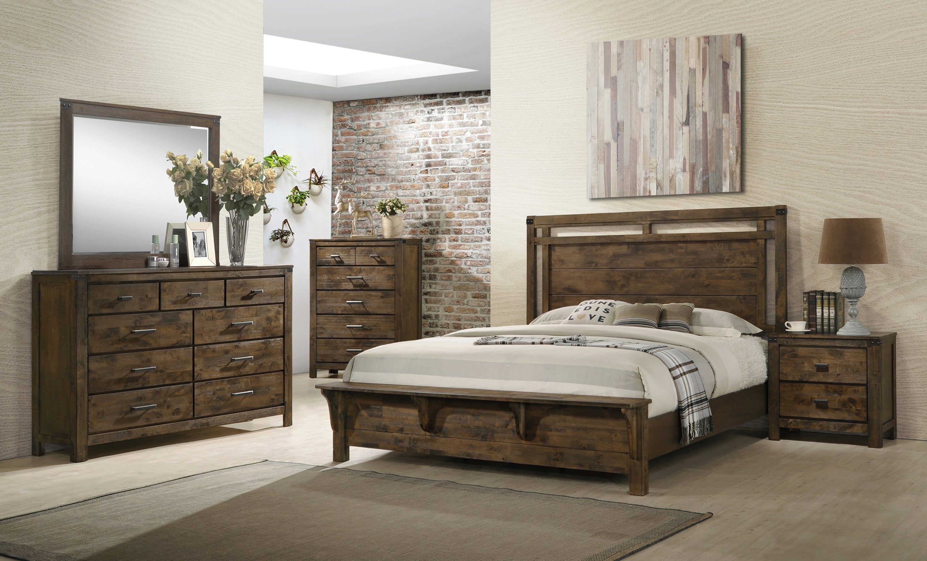CURTIS PANEL COMPLETE BEDROOM SET BY CROWNMARK AVAILABLE IN HOUSTON, DALLAS, SAN ANTONIO, & AUSTIN  SKU b4810