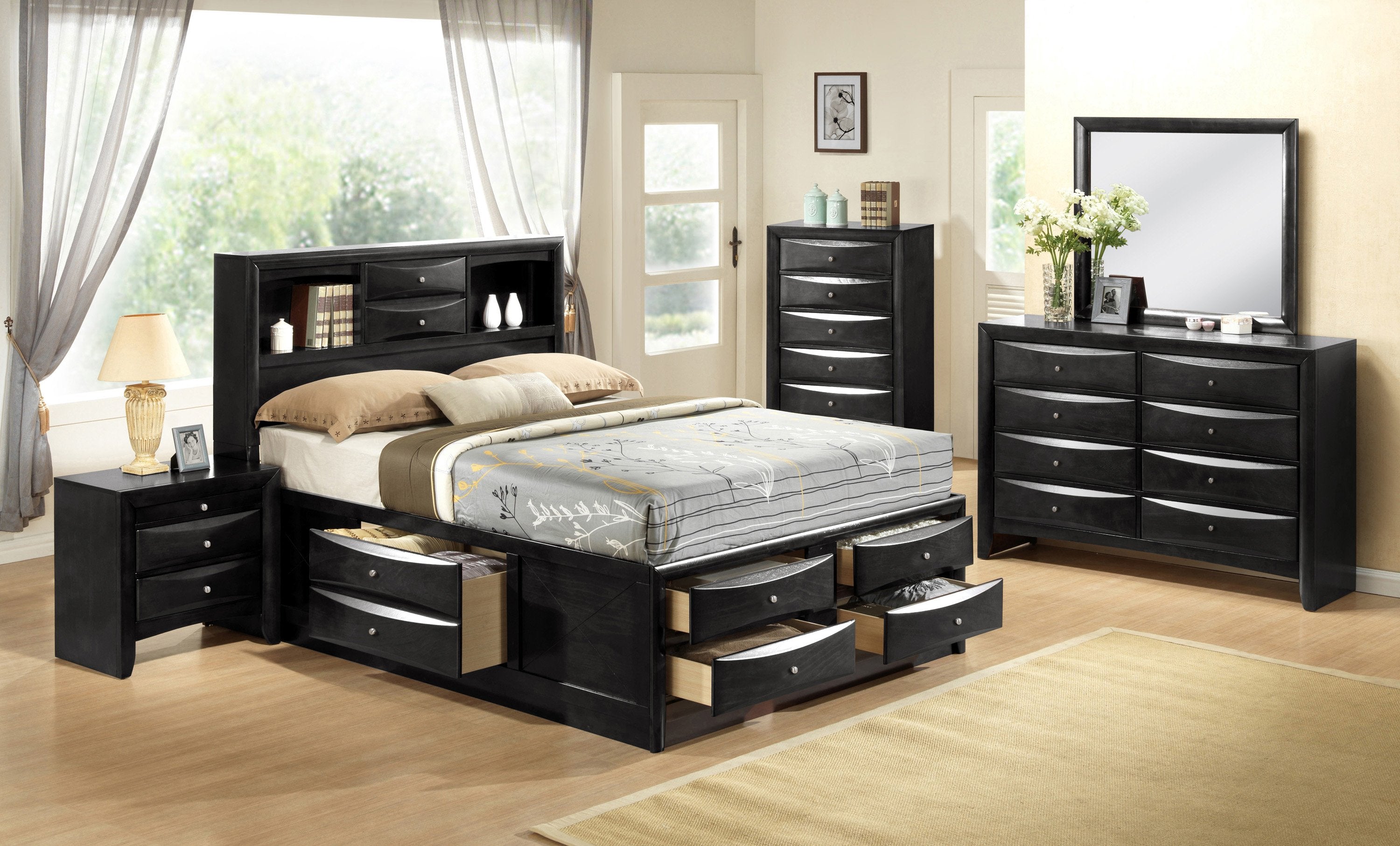 EMILY STORAGE COMPLETE BEDROOM SET IN BLACK BY CROWNMARK AVAILABLE IN HOUSTON, DALLAS, SAN ANTONIO, & AUSTIN  SKU b4285
