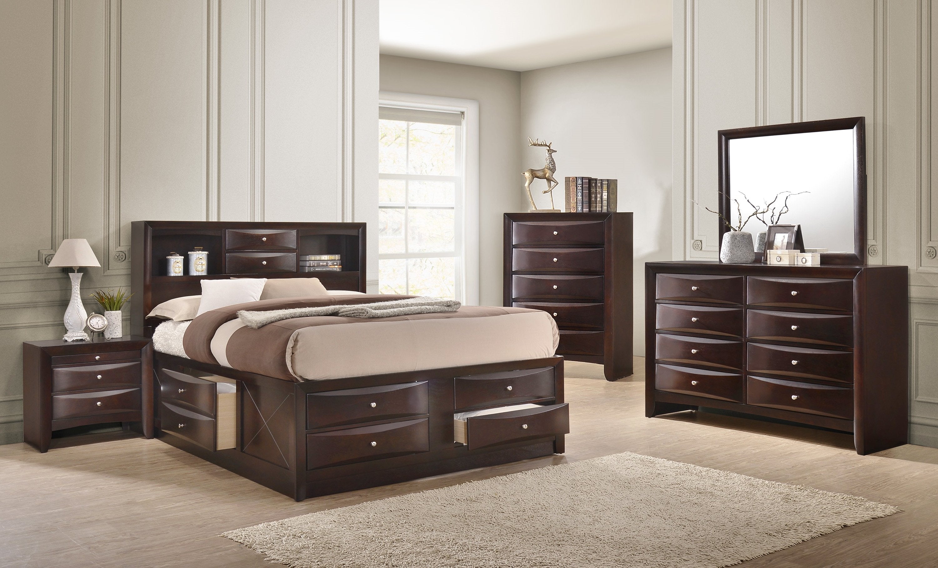 EMILY STORAGE COMPLETE BEDROOM SET IN DARK CHERRY BY CROWNMARK AVAILABLE IN HOUSTON, DALLAS, SAN ANTONIO, & AUSTIN  SKU b4265