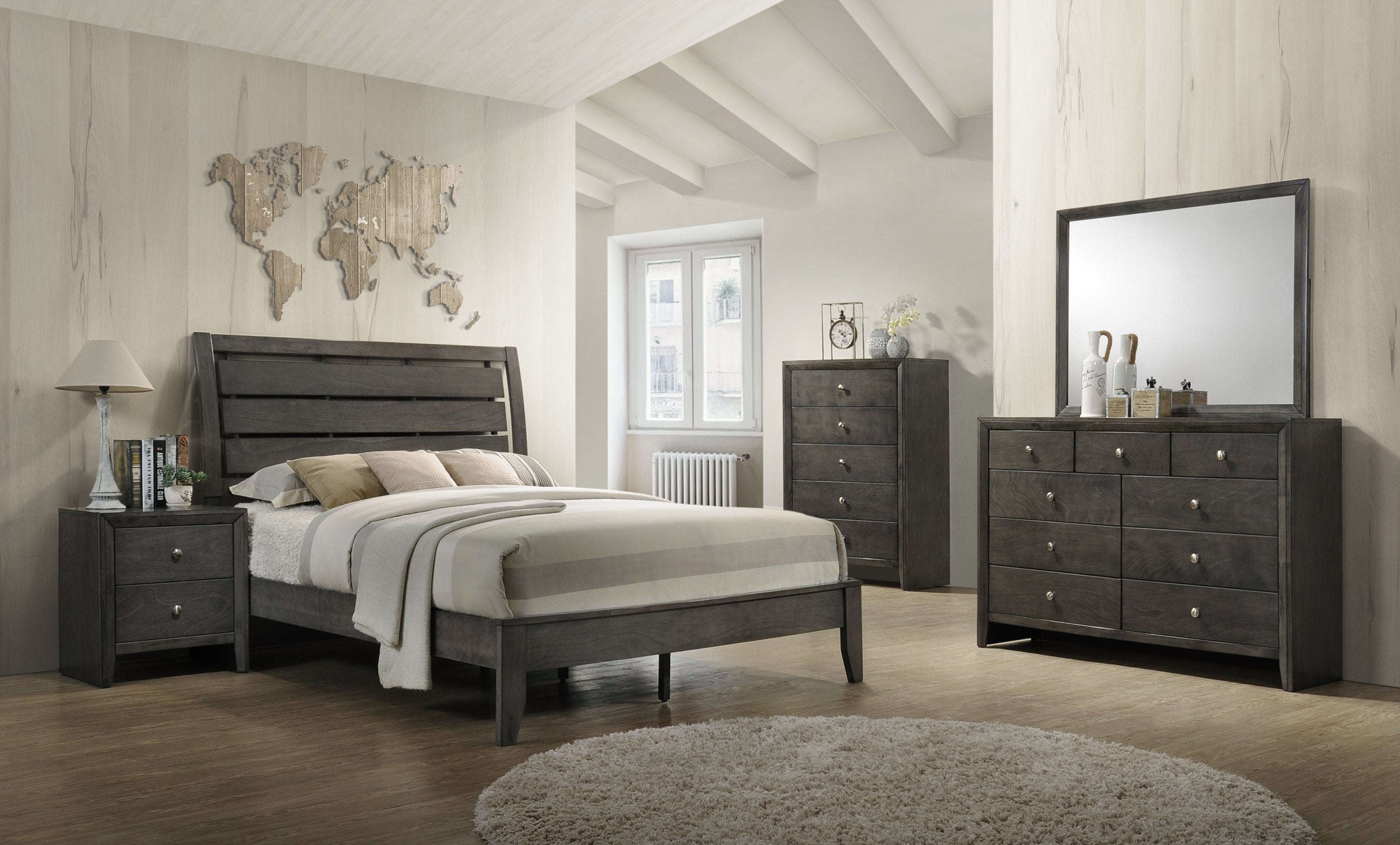 EVAN GREY COMPLETE BEDROOM SET BY CROWNMARK AVAILABLE IN HOUSTON, DALLAS, SAN ANTONIO, & AUSTIN  SKU b4720