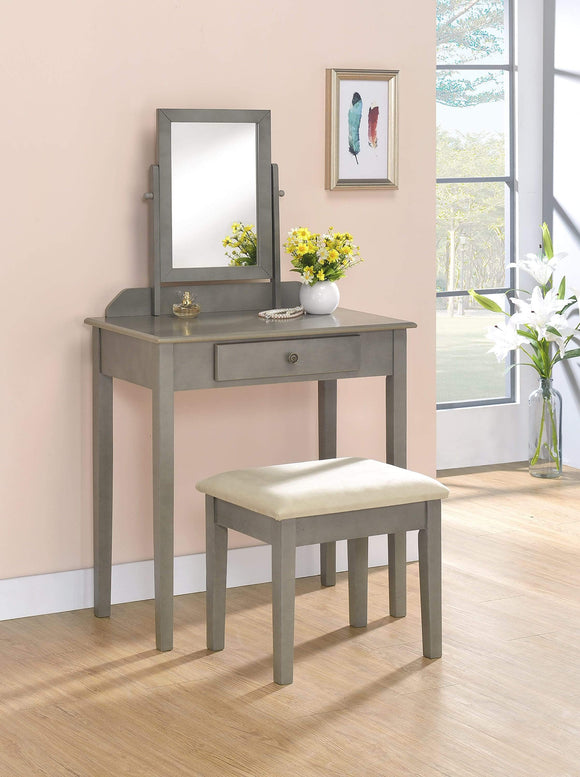 IRIS VANITY AND STOOL IN GRAY BY CROWNMARK AVAILABLE IN HOUSTON, DALLAS, SAN ANTONIO, & AUSTIN  SKU 2208-GY