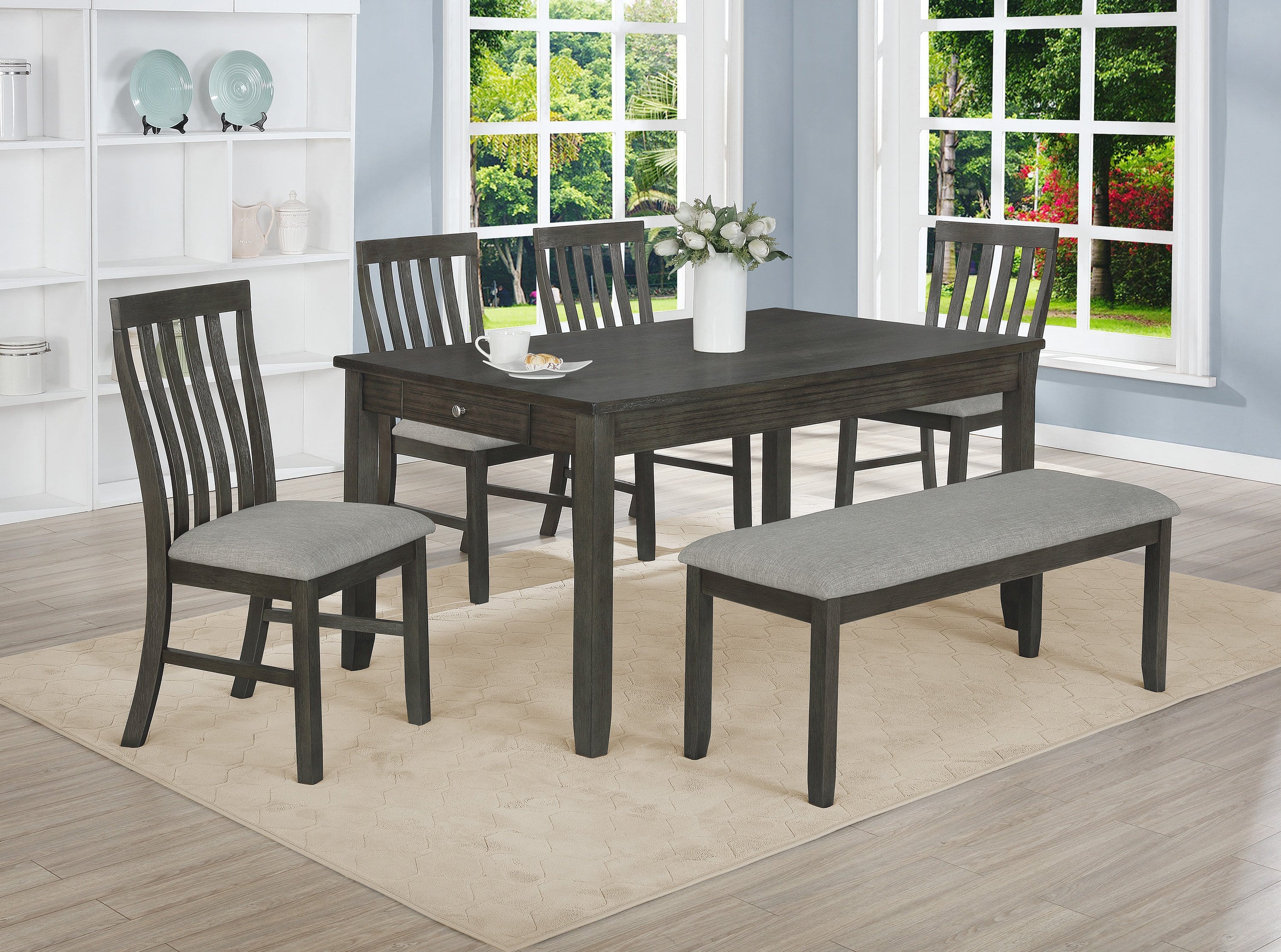 NINA 5 PC DINING SET GREY BY CROWNMARK AVAILABLE IN HOUSTON, DALLAS, SAN ANTONIO, & AUSTIN  SKU 2217GY