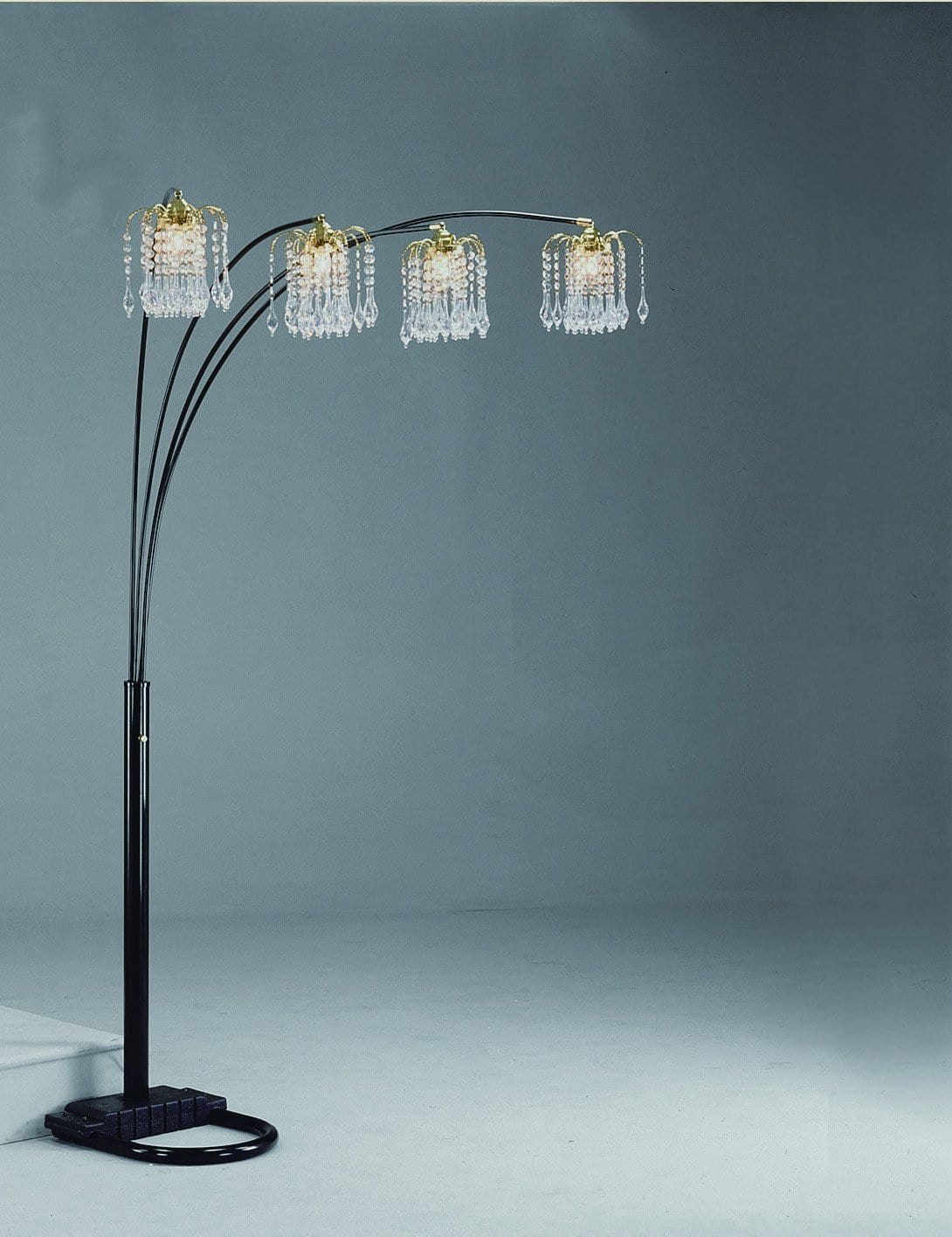 RAIN DROP ARC FLOOR  LAMP IN BLACK BY CROWNMARK AVAILABLE IN HOUSTON, DALLAS, SAN ANTONIO, & AUSTIN  SKU 4893-BK