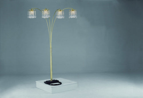 RAIN DROP ARC FLOOR  LAMP IN GOLD BY CROWNMARK AVAILABLE IN HOUSTON, DALLAS, SAN ANTONIO, & AUSTIN  SKU 4893-GD
