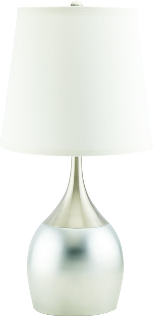 SILVER BASE TABLE TOUCH LAMP WITH WHITE SHADE BY CROWNMARK AVAILABLE IN HOUSTON, DALLAS, SAN ANTONIO, & AUSTIN  SKU 6238-TSN-2