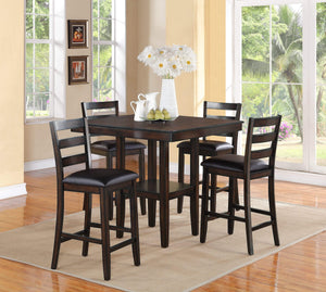 TAHOE 5PC COUNTER HEIGHT DINING SET IN ESPRESSO BY CROWNMARK AVAILABLE IN HOUSTON, DALLAS, SAN ANTONIO, & AUSTIN  SKU 2630SET-ESP