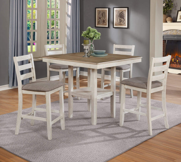 TAHOE 5PC COUNTER HEIGHT DINING SET IN WHITE BY CROWNMARK AVAILABLE IN HOUSTON, DALLAS, SAN ANTONIO, & AUSTIN  SKU 2630SET-WH