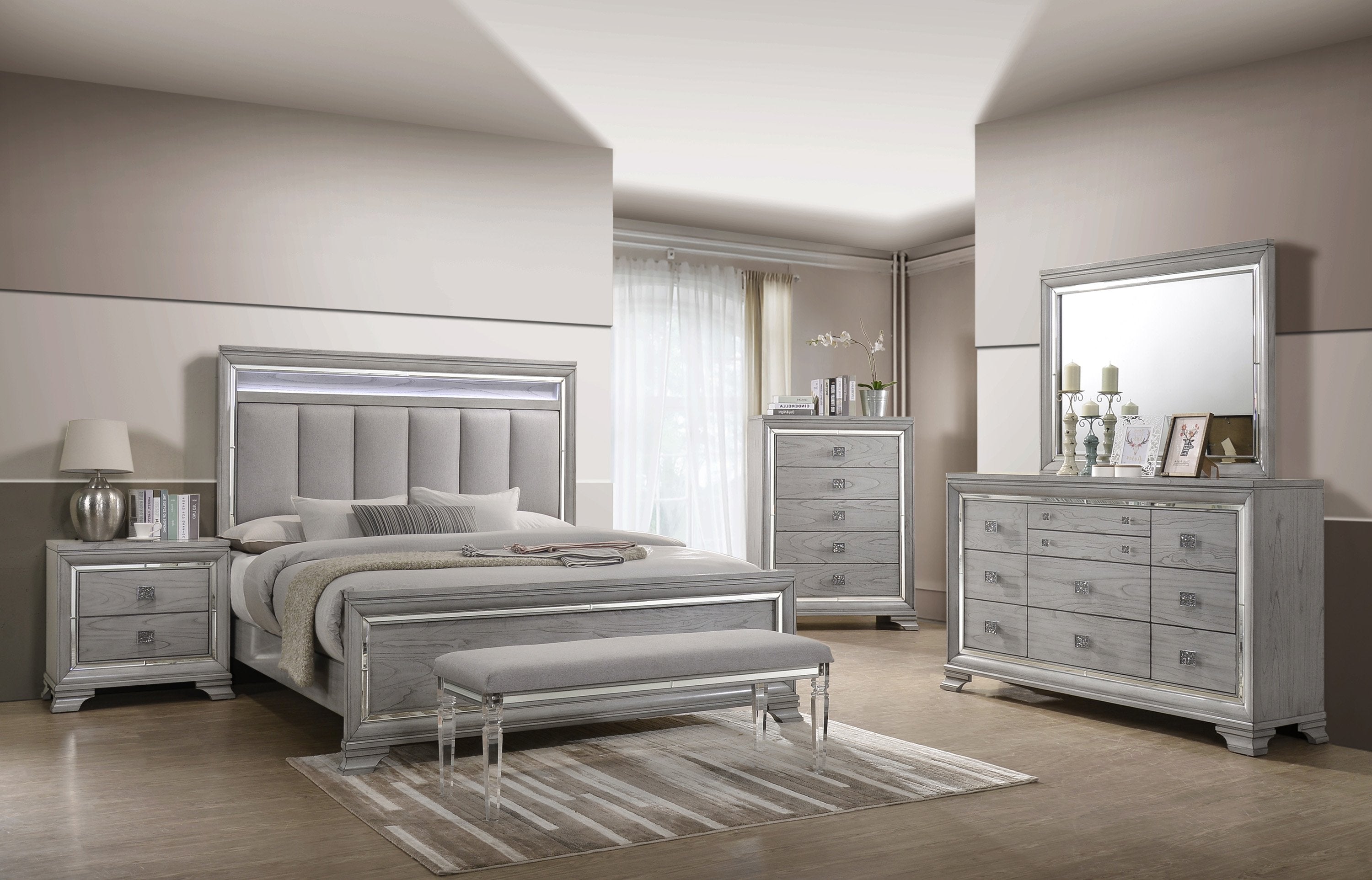 VAIL COMPLETE BEDROOM SET BY CROWNMARK AVAILABLE IN HOUSTON, DALLAS, SAN ANTONIO, & AUSTIN  SKU b7200