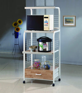 WHITE KITCHEN SHELF ON CASTERS  BY CROWNMARK AVAILABLE IN HOUSTON, DALLAS, SAN ANTONIO, & AUSTIN  SKU 1304-WH