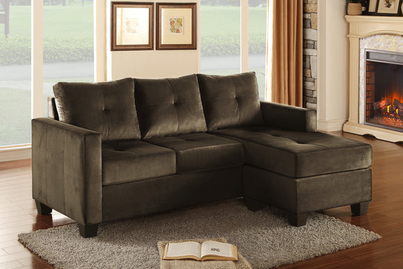 Coffee Microfiber 1pc Reversible Sofa