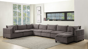 Madison Light Gray Fabric 8 Piece Modular Sectional Sofa Chaise