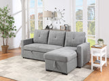 Serenity Gray Fabric Reversible Sleeper Sectional Sofa with Storage Chaise