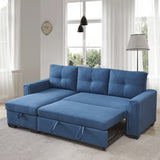 91" Blue Reversible Sleeper Sectional with Storage Chaise