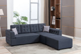 Ordell Dark Gray Linen Fabric Sectional Sofa with Right Facing Chaise Ottoman and Pillows