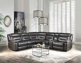 Imogen Sectional Sofa (Power Motion), Gray Leather-Aire