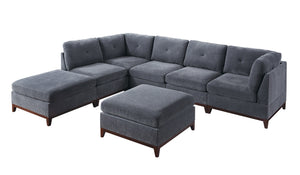 Ash Grey Chenille Fabric Modular Sectional 7pc