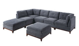 Ash Grey Chenille Fabric Modular Sectional 7pc Set