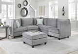 Zelmira Gray Velvet 6Pc Modular Sectional Sofa