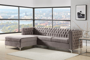 Sullivan Sectional Sofa, Gray Velvet