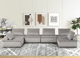 Anna Light Gray Velvet 6-Seater U-Shape Modular Sectional Sofa