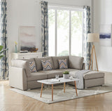 Amira Beige Fabric Sofa with Ottoman and Pillows