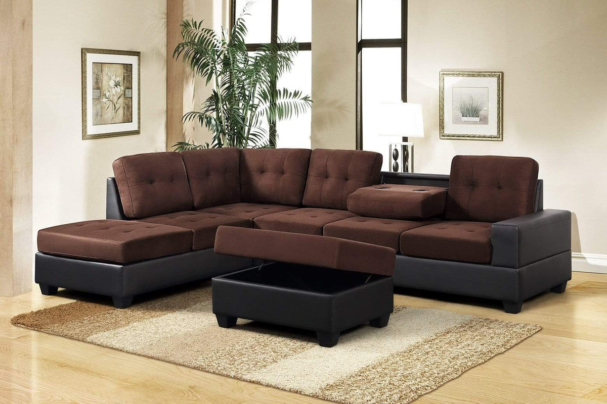3 Pc Microfiber Sectional With Drop