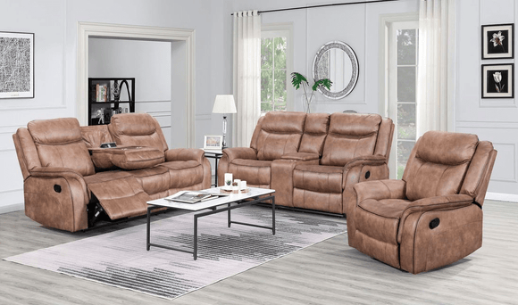 ABIGAIL BROWN 3PC RECLINING SET By HH AVAILABLE IN HOUSTON, DALLAS, AUSTIN, SAN ANTONIO, & NATIONWIDE