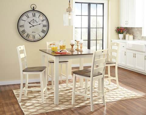 ASHLEY WHITE/ESPRESSO SOLID WOOD DINING SET BY HH AVAILABLE IN HOUSTON, DALLAS, SAN ANTONIO, & AUSTIN  SKU ASHLEY D335