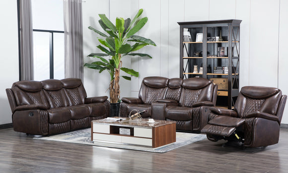 CHANEL 3PC RECLINING SET IN BROWN BY HH AVAILABLE IN HOUSTON, DALLAS, SAN ANTONIO, & AUSTIN  SKU CHANEL-BR