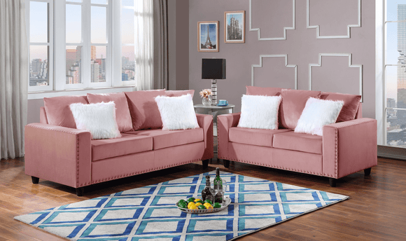 CINDERELLA PINK VELVET SOFA AND LOVESEAT By HH AVAILABLE IN HOUSTON, DALLAS, AUSTIN, SAN ANTONIO, & NATIONWIDE