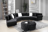 FENDI 4PC ROUND SECTIONAL IN BLACK VELVET By HH AVAILABLE IN HOUSTON, DALLAS, AUSTIN, SAN ANTONIO, & NATIONWIDE