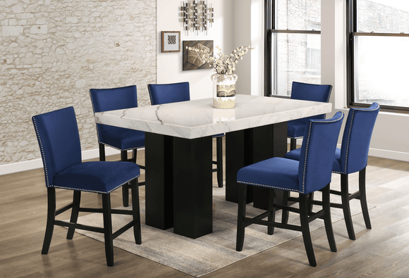 FINLEY BLUE 7PC COUNTER HEIGHT TABLE DINING SET By HH AVAILABLE IN HOUSTON, DALLAS, AUSTIN, SAN ANTONIO, & NATIONWIDE