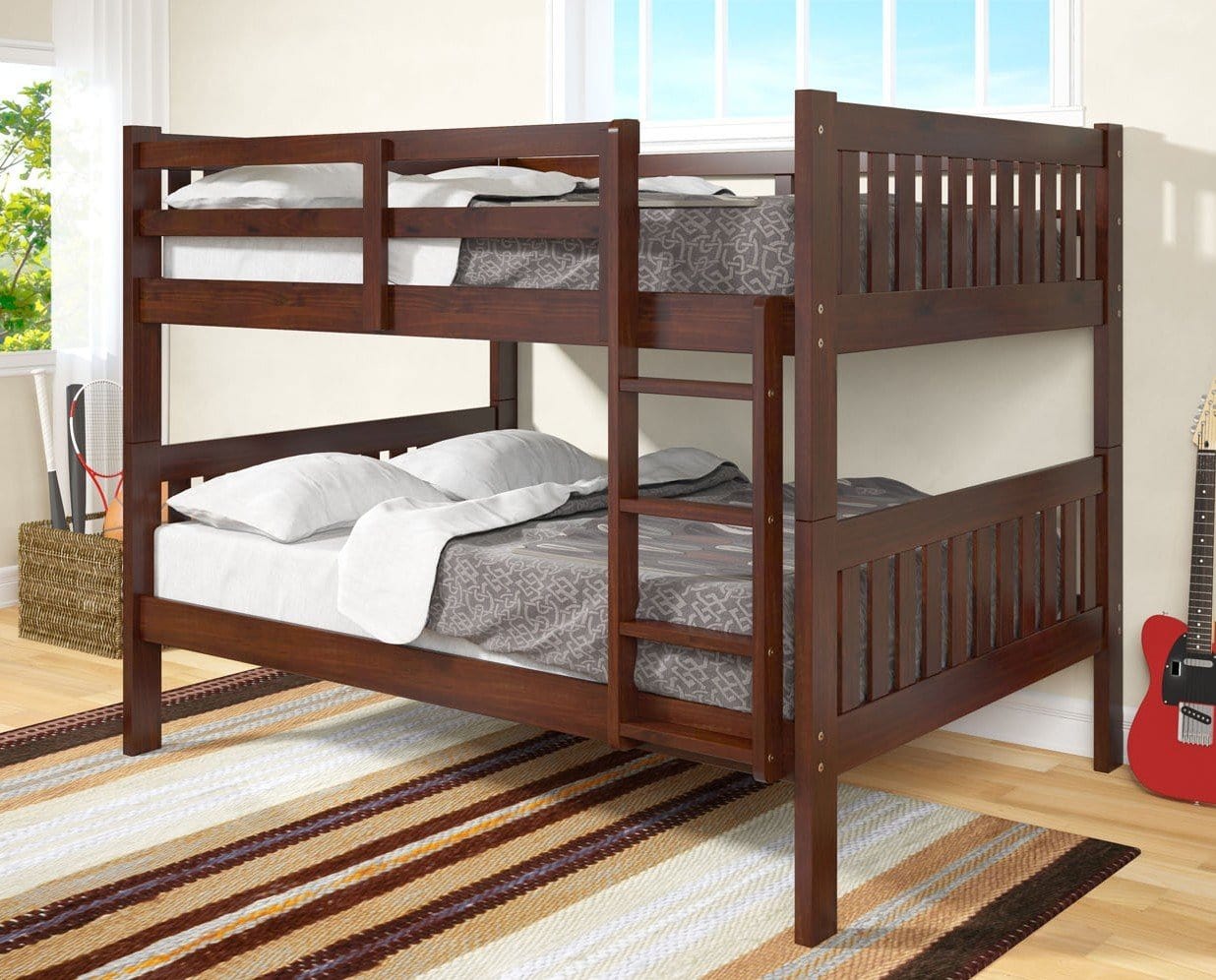 KLEIN FULL/FULL BUNK BED IN ESPRESSO BY HH AVAILABLE IN HOUSTON, DALLAS, SAN ANTONIO, & AUSTIN  SKU 1015-ESP