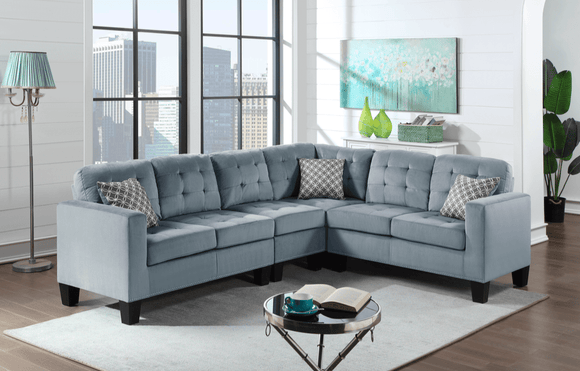 LOGAN SECTIONAL IN GREY VELVET By HH AVAILABLE IN HOUSTON, DALLAS, AUSTIN, SAN ANTONIO, & NATIONWIDE