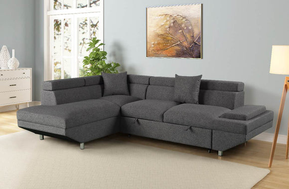 MIAMI GREY SECTIONAL WITH PULL OUT BED BY HH AVAILABLE IN HOUSTON, DALLAS, SAN ANTONIO, & AUSTIN  SKU MIAMI -GREY