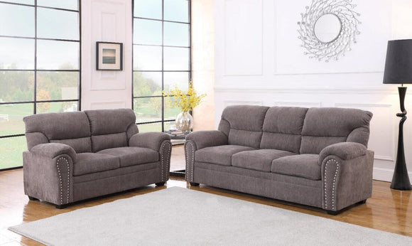 NORWAY GREY CHENILLE 2 PC SOFA & LOVESEAT BY HH AVAILABLE IN HOUSTON, DALLAS, SAN ANTONIO, & AUSTIN  SKU NORWAY