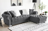 ROYAL 2 PC SECTIONAL IN GREY VELVET BY HH AVAILABLE IN HOUSTON, DALLAS, SAN ANTONIO, & AUSTIN  SKU ROYAL GREY