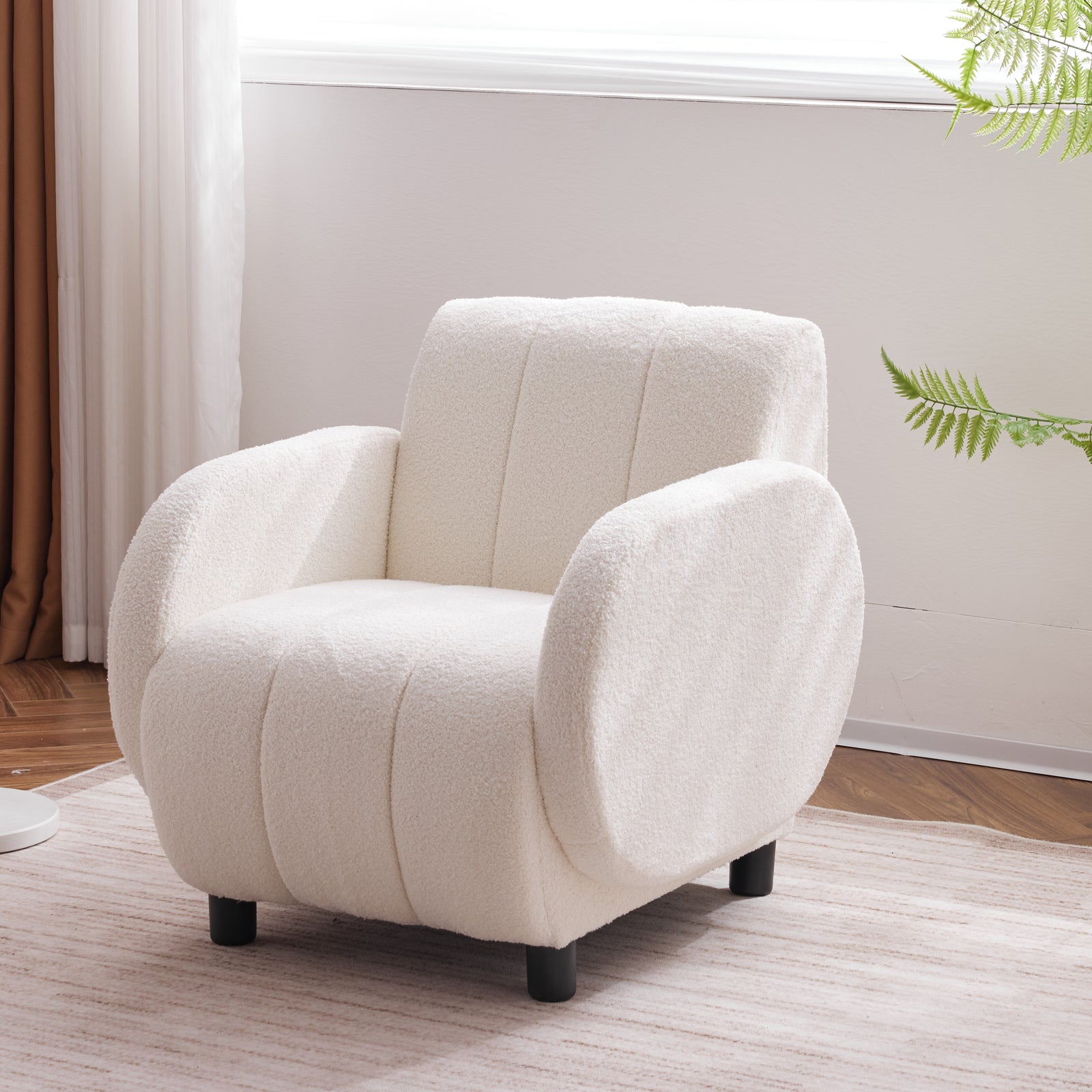 Modern Fabric Upholstered Armchair with Upholstered Reading Chair, Single Sofa, Living Room, Bedroom, Bed, Office Lounge Club Chair, Teddy Velvet