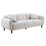Mid Century Modern beige Velvet sofa with solid wood leg