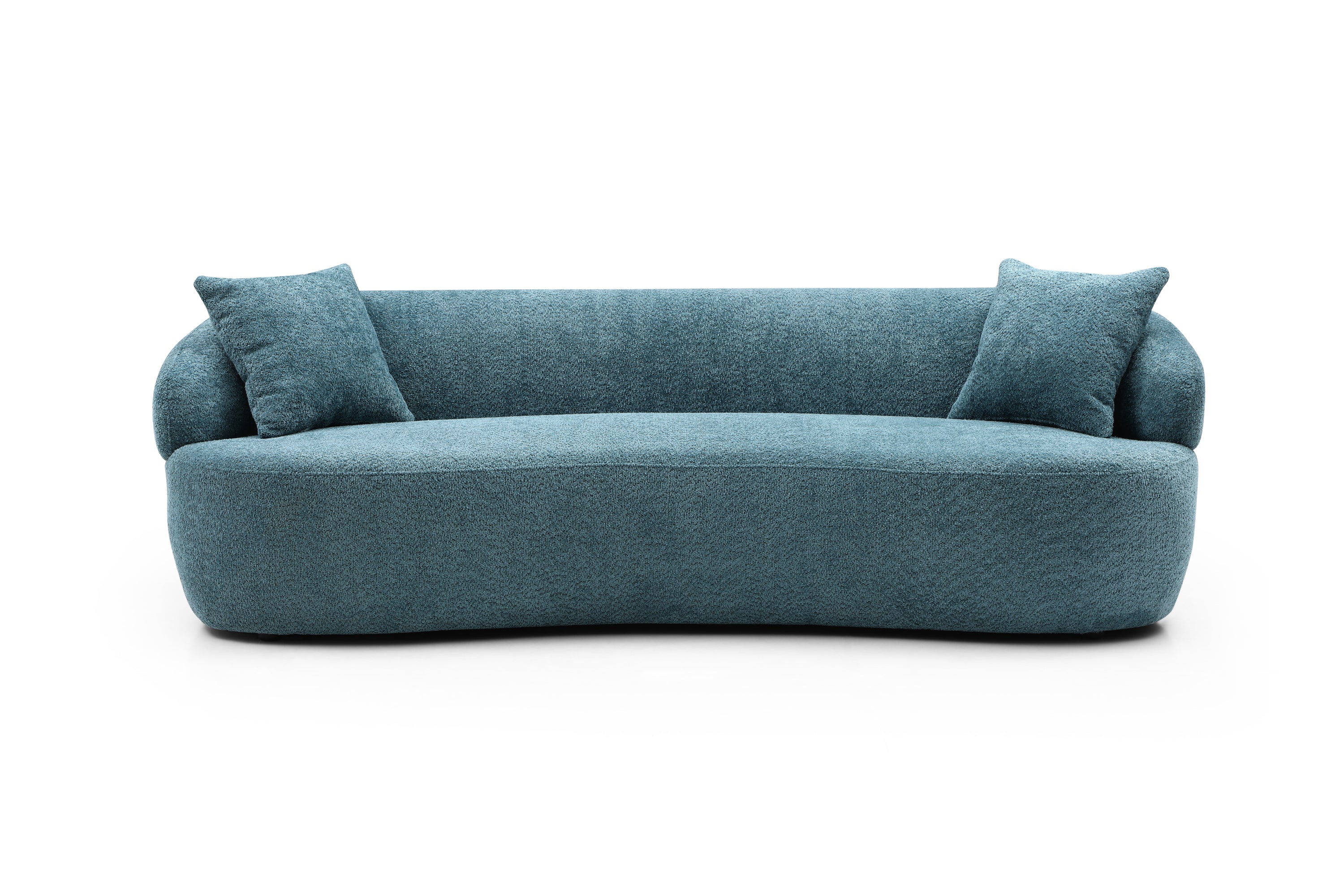 Blue Boucle sofa Mid Century Modern Curved Sofa