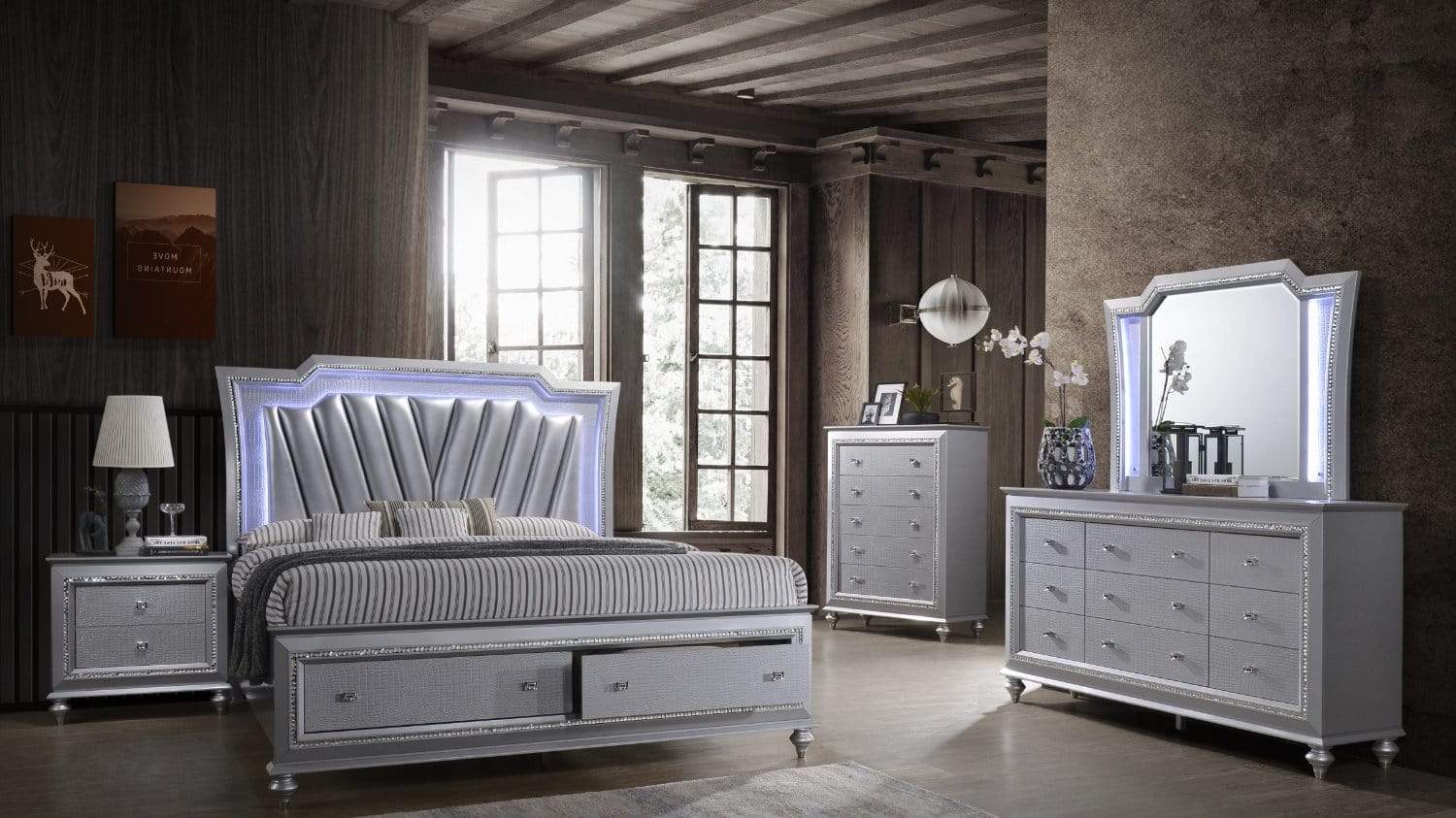 BARCELONA 7 PC COMPLETE BEDROOM SET BY NEW ERA AVAILABLE IN HOUSTON, DALLAS, SAN ANTONIO, & AUSTIN  SKU B3000
